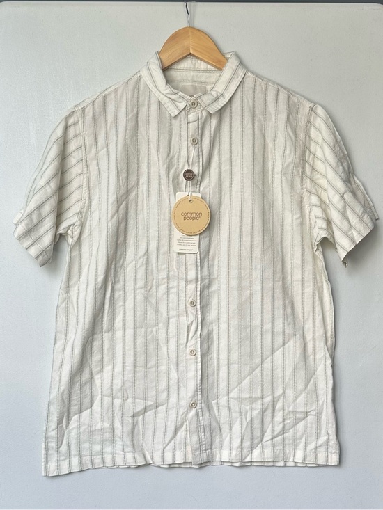 Common People Clothing Other - Common People Men's Short-Sleeve Striped Button-Down Shirt in Off-White